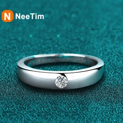 NeeTim D VVS1 Moissanite Ring for Women Man Sparkling Wedding Eternity Bands Sterling Silver 925 Engagement Rings Fine Jewelry