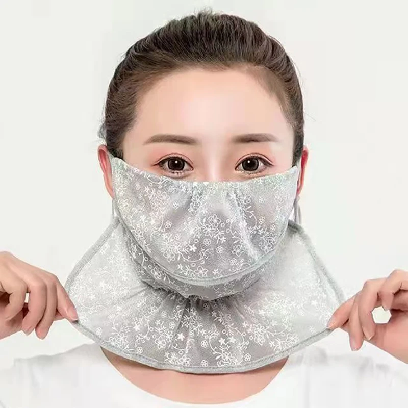 안티 uv 레이스 선 스크린 마스크 뜨거운 판매 매달려 귀 귀 코드 얼굴 커버 스카프 방진 통기성 스카프 마스크 야외 스포츠