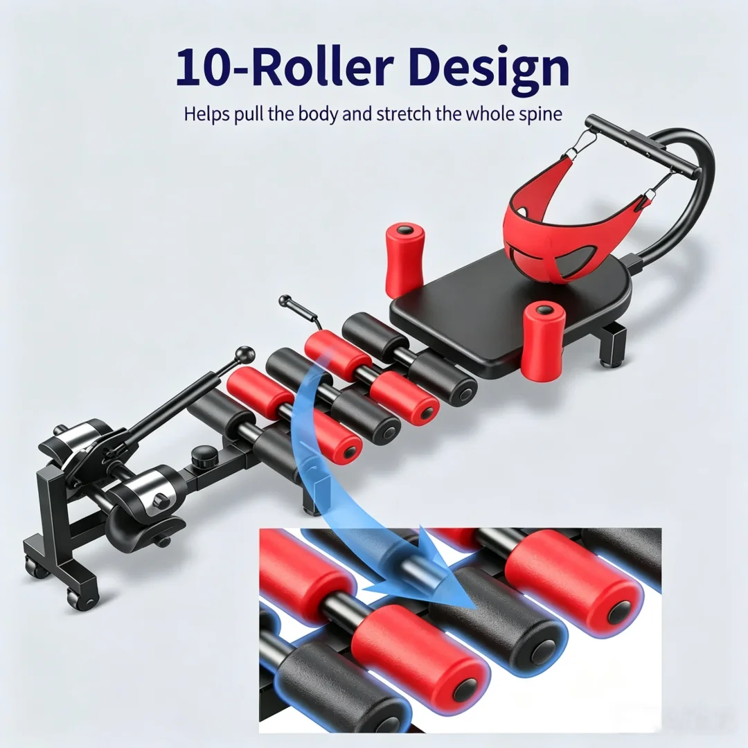 Multifunctional Spinal Traction Stretcher Cervical Lumbar Pain Relief Inversion Table Home Fitness Height Adjustment Massage Bed