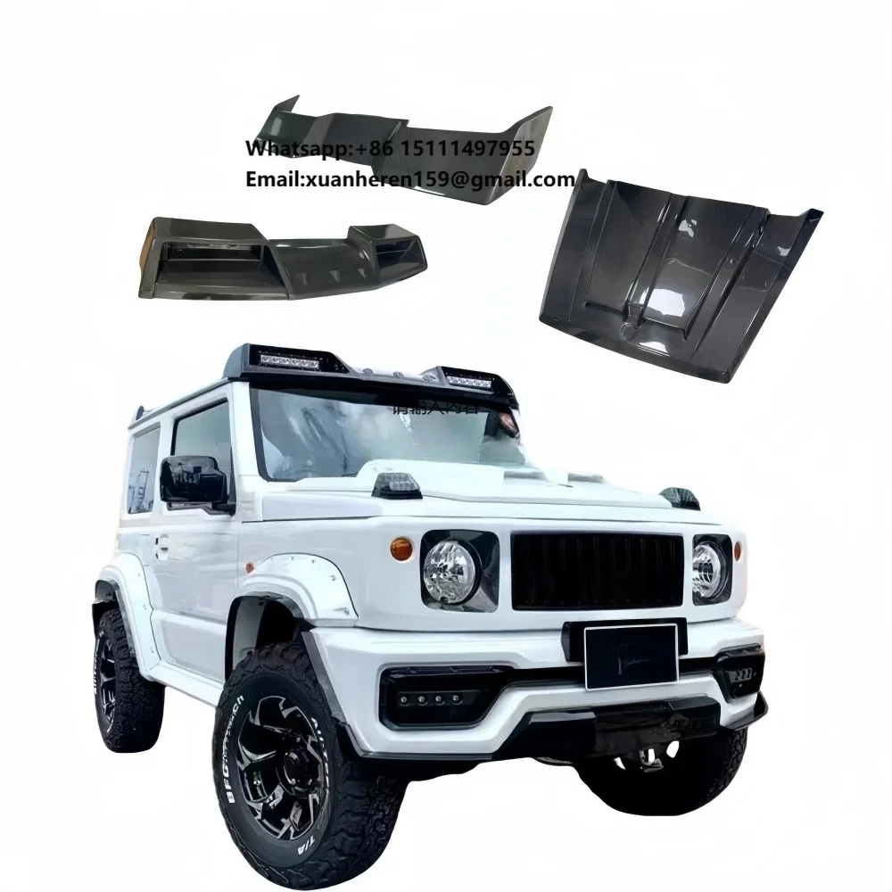 

For Suzuki Jimny Upgraded WD Style Carbon Fiber Hood Roof Spotlights Spoiler Rear Wing Bumper Body Kit