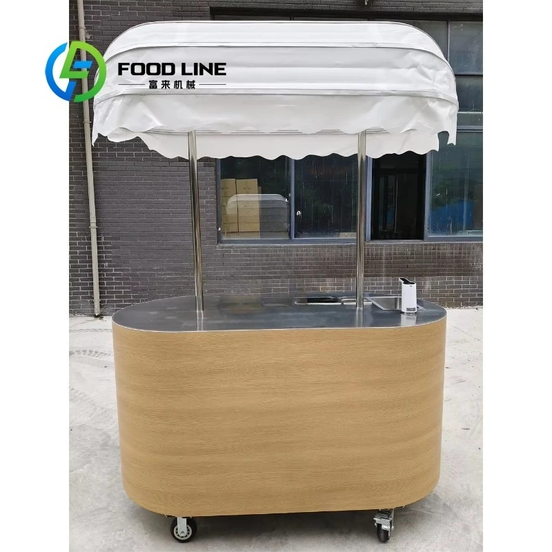 Commercial Ice Cream Cart Mobile Vending Outdoor Popsicle Trailer with Sink Awning Wood Grain Stickers Customized