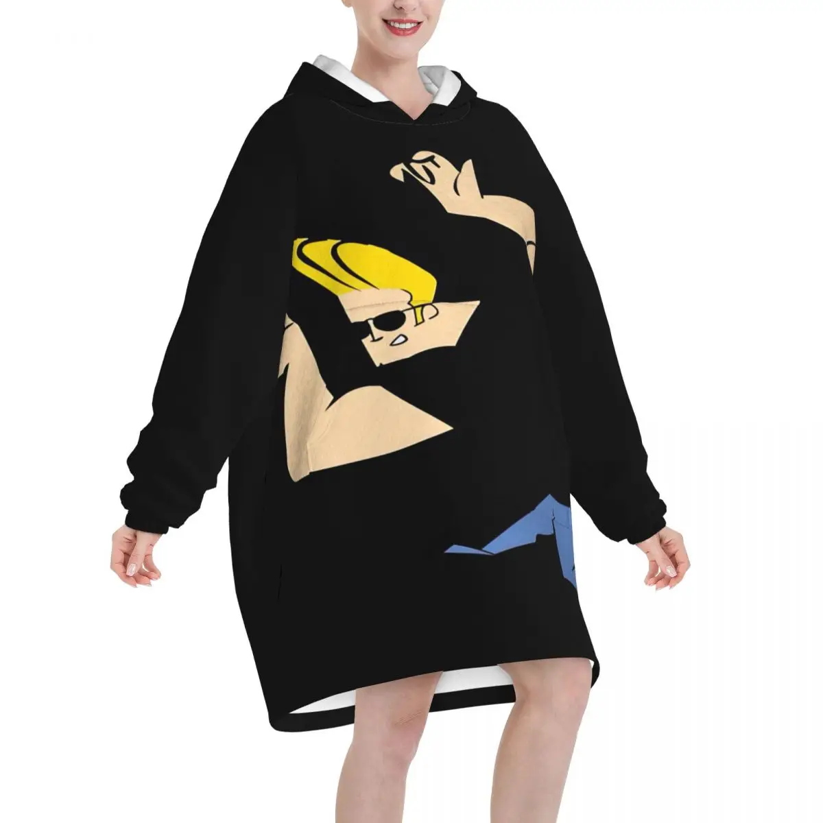 Johnnys Bravos Oversized Blanket Hoodie Sweatshirt Long Fleece Hooded Wearable Blanket with Large Pocket for Women Men