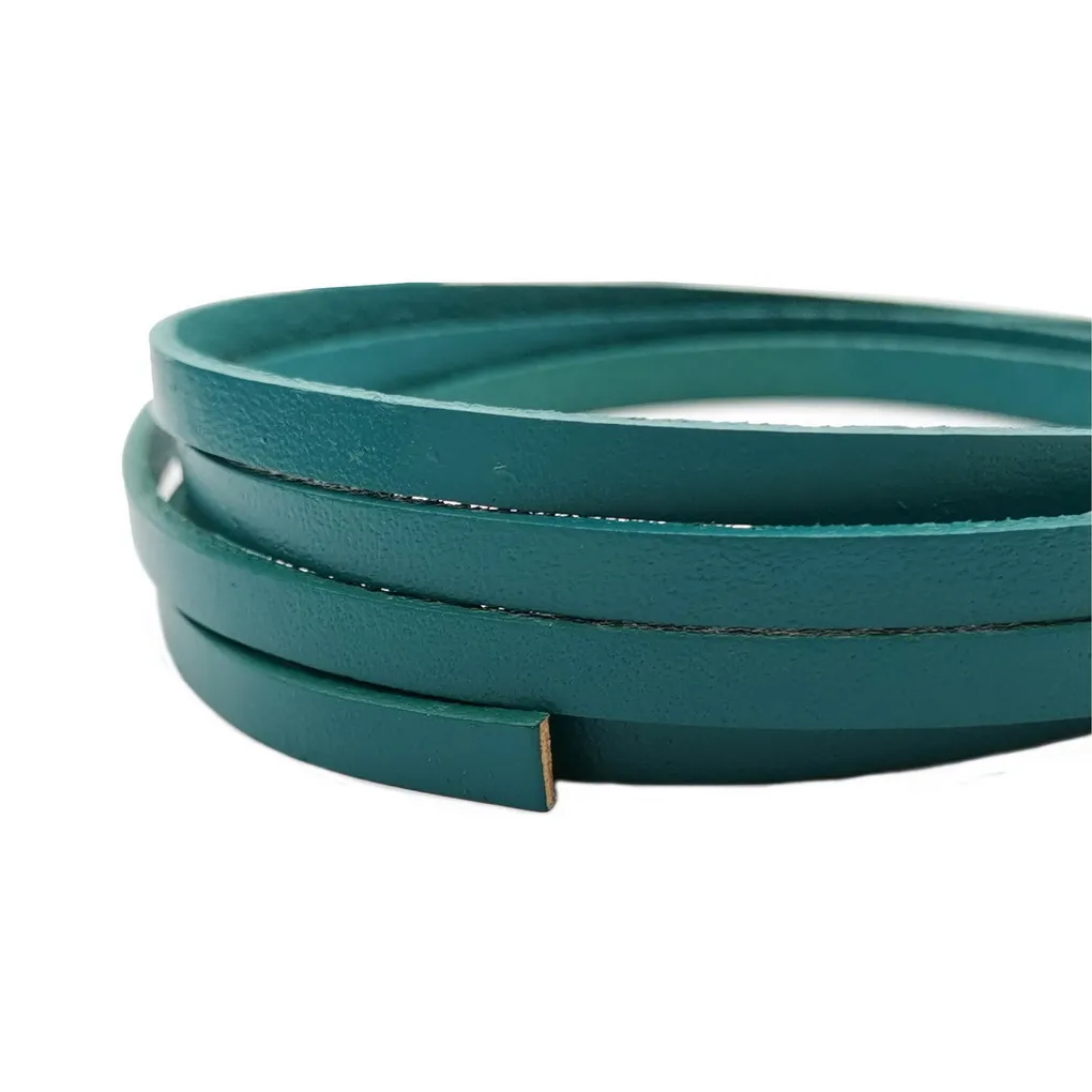 5mm Flat Real Leather Strip Cowhide Leather Made 2mm Thick Teal Color