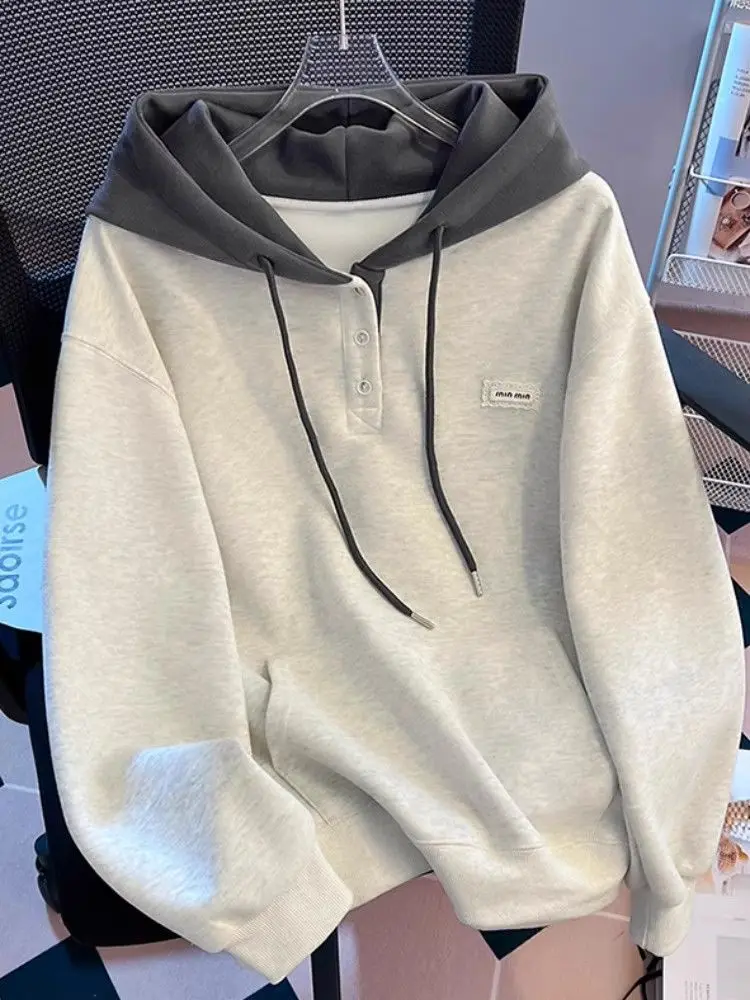 Moletom Colorido Faionable para Mulheres, Estilo Solto e Confortável, Nova Chegada Outono 2025, Moda de Rua Coreana