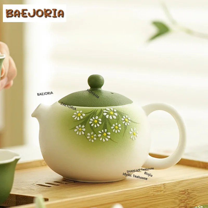 BAEJORIA 220ml Gradual Staining Daisy Teapot Traditional Tea Infuser Pot Tea Brewing Kettle With Filter Chinese Tea Decoration