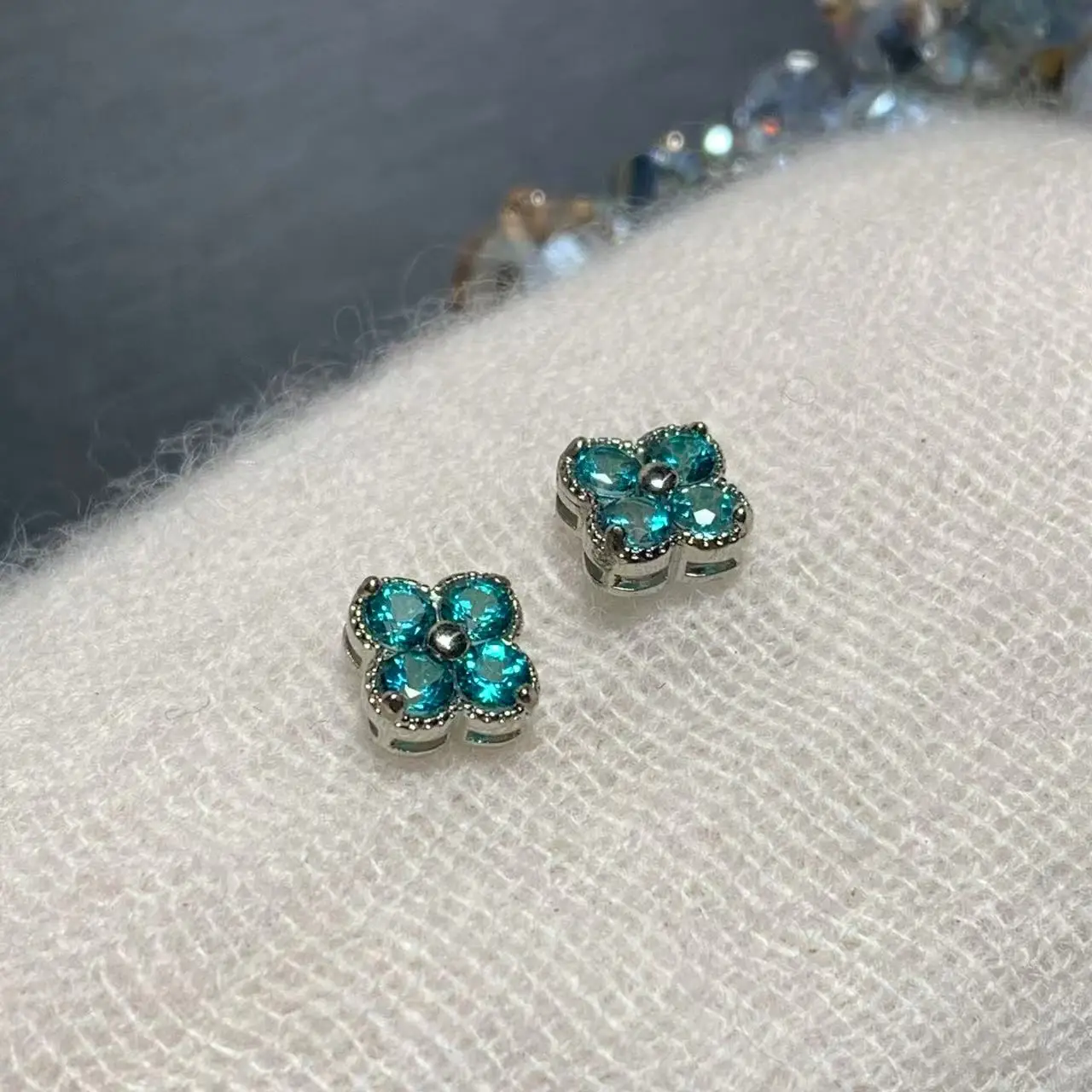 5 مللي متر الأزرق الطبيعي توباز وأقراط للنساء 925 فضة مجوهرات هدية مجوهرات الزبرجد بسيطة