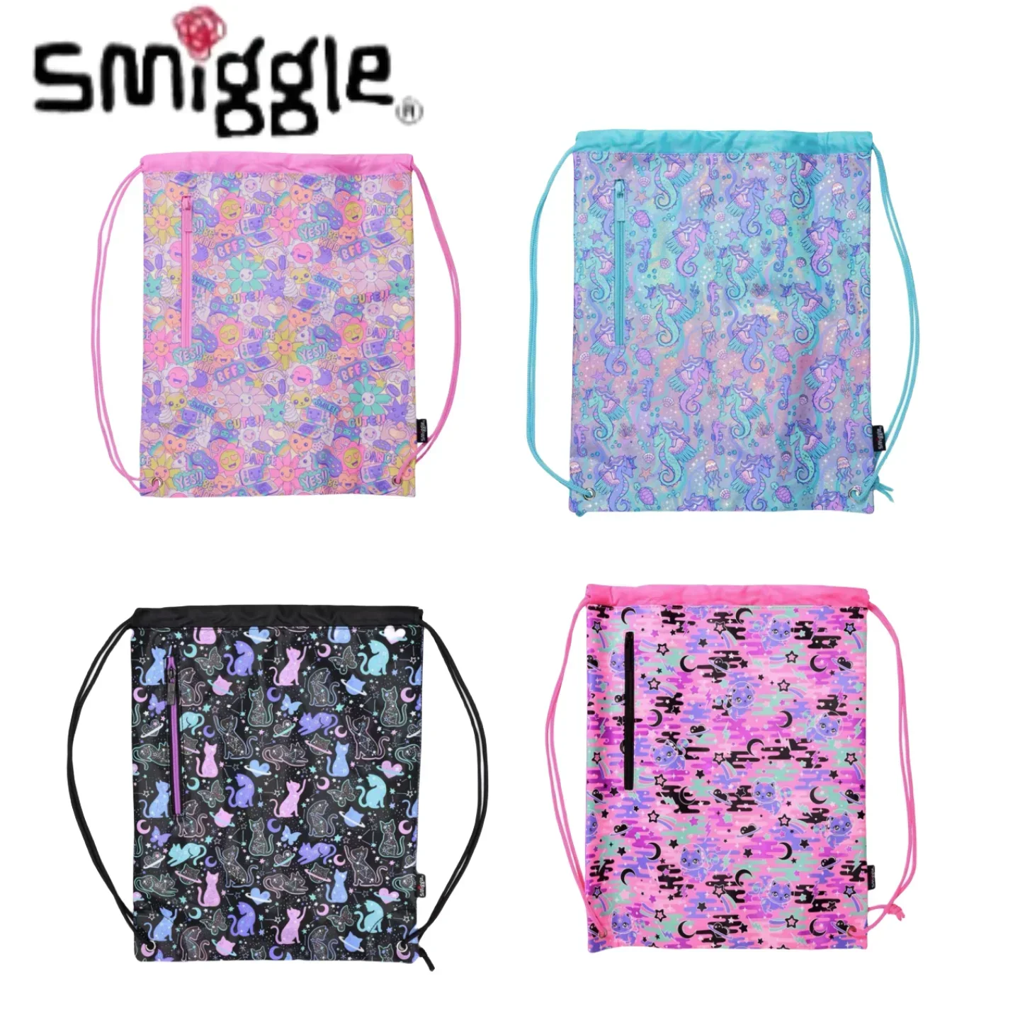 

Оригинальная австралийская Детская сумка Smiggle на шнурке, школьный рюкзак для девочек, сумка-мессенджер, розово-красная Детская сумка через плечо с подсолнухом