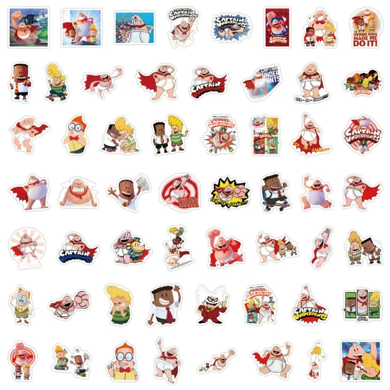 55pcs Captain Underpants Anime Stickers Suitcase Stationery Mobile Phone Car Scooter Laptop Refrigerator Decoration Stickers