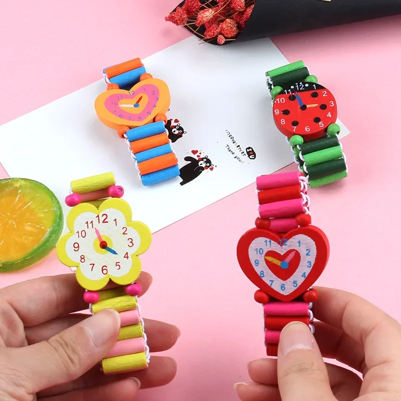 Party Bag Fillers Girls Toy Wooden Watches for Childrens Gift Fake Birthday Watch  Toys Favor New Year Christmas Navidad