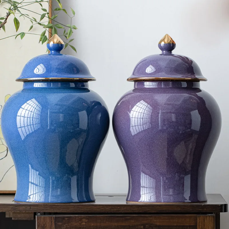 Large Ceramic Decorative Jars Tracing Jar Room Ornaments Storage Moisture-proof Sealed