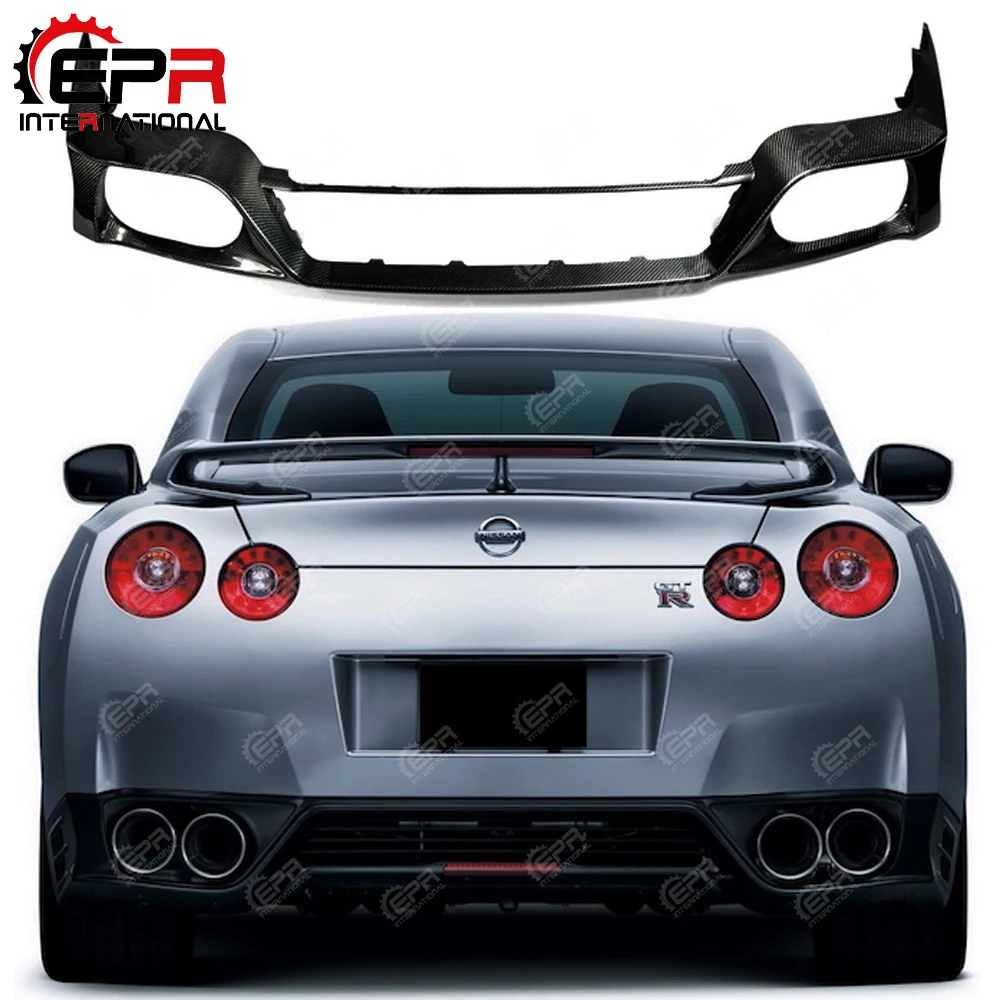 Car-styling For Nissan R35 GTR 2012 On OEM Carbon Fiber Rear Lip Glossy Finish Bumper Splitter Fibre Drift Cover Kit Tuning Trim