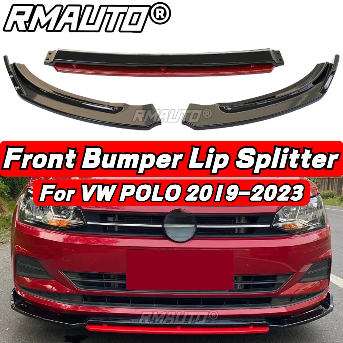 POLO MK8 Lip 3Pcs/Set Front Bumper Diffuser Splitter Lip Rear Spoiler Body Kit For Volkswagen VW POLO MK5 MK6 MK7 MK8 2009-2023