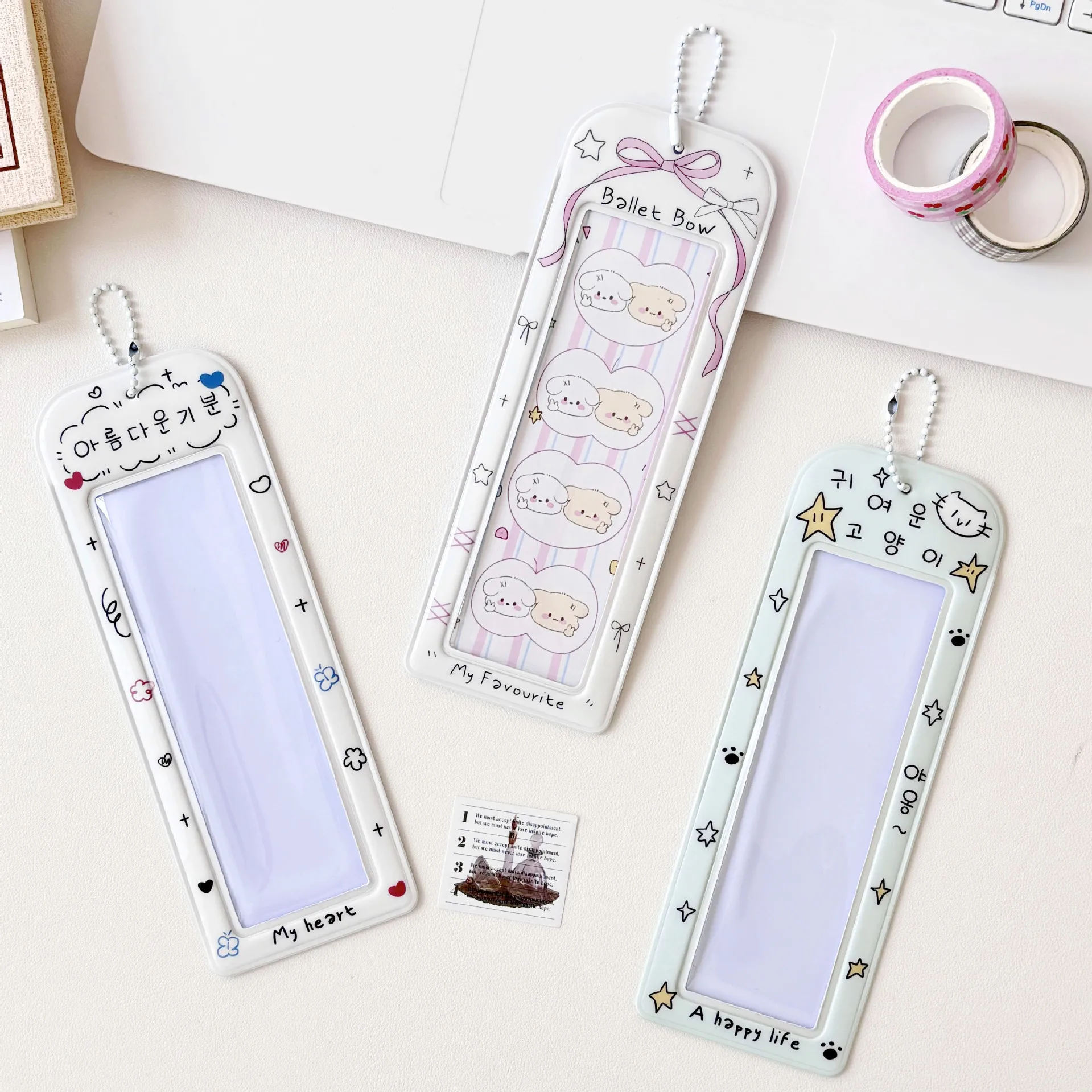 Original Cartoon Puppy Simple Bow Style Life Four-compartment Card Case Idol Little Card Case Star Chasing Collection Card Bag