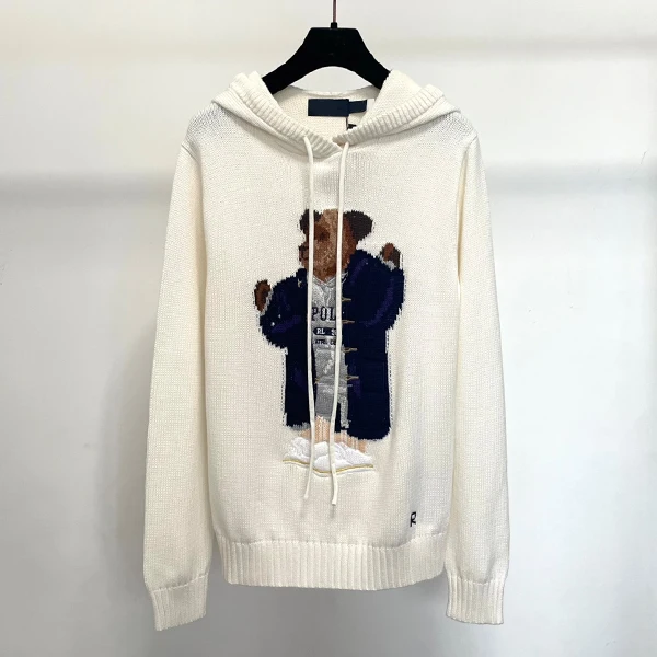 

Осенне-зимняя хлопковая вязаная шапка с медведем и мультяшной вышивкой, длинный свек, свободный крой, антивозрастной свитер Briti Sle для женщин