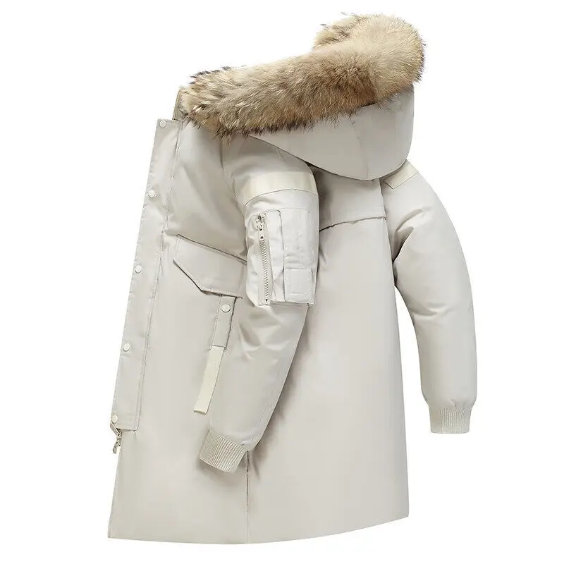Down Jacket Men's Medium and Long Thickened Korean Version of Trendy Couple Pie To Overcome