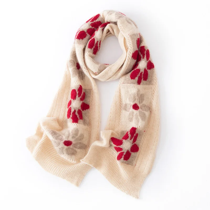 

High quality cashmere scarf for women's winter warmth scarf, fashionable jacquard knitted neck protection scarf for Christmas