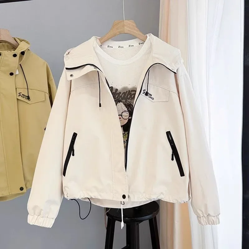 

Весна 2025 г., новый свободный дизайн, верхняя куртка с капюшоном и вышивкой букв для женщин