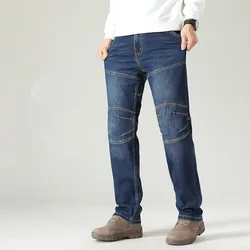 Gespleißte Jeans Herbst Winter gerade Freizeit Herren lose Elastizität Jeans hose Hose Mann Cowboy Bottoms plus Größe 46 44