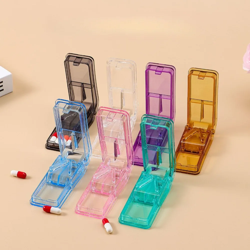 

Pill Cutter Medicine Splitter Portable Durable Mini Daily Box Pocket Size Travel Medical Storage Dispenser Container Organizer