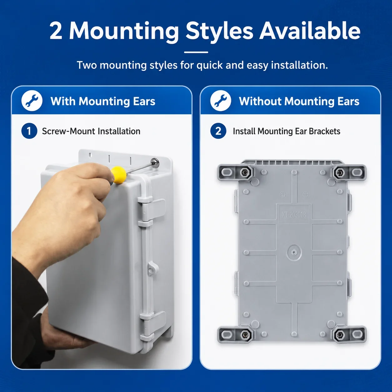 Outdoor Plastic Waterproof Surface-Mounted Distribution Box Electric Control Box Weak Current Control Box with Ear Buckle