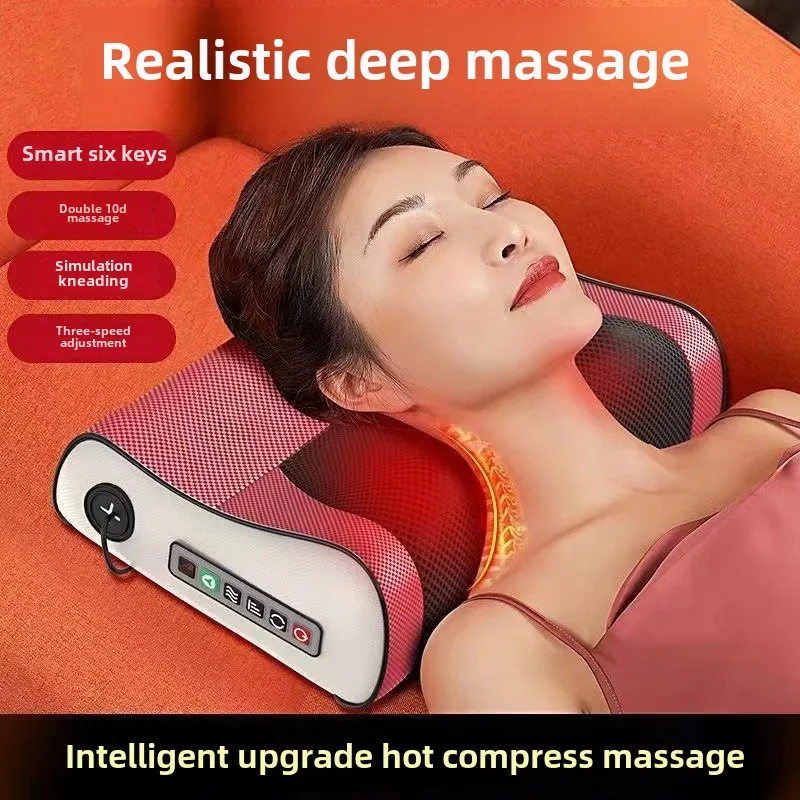 

Popular cervical massage pillow, kneading and hot compress, neck, waist, back, lumbar massage device