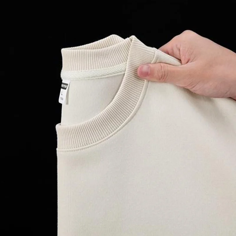 350g Mens Oversized Crew Neck Sweatshirts Cotton Polyester Winter Casual Hoodies Solid DTG Print High Quality Man Plus Size Tops