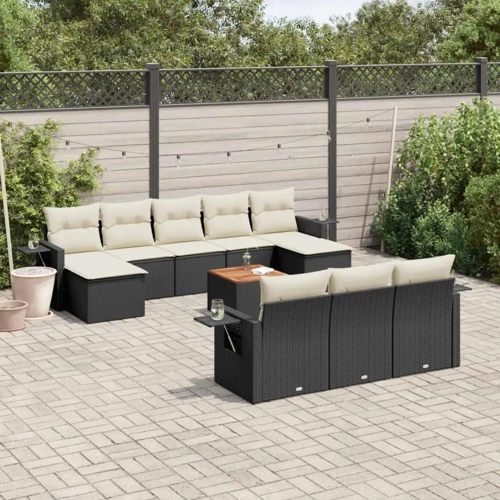 

Large Modular Black Poly Rattan Garden Sofa Set Outdoor Seating Comfortable Furniture for Patio and Backyard Relaxation
