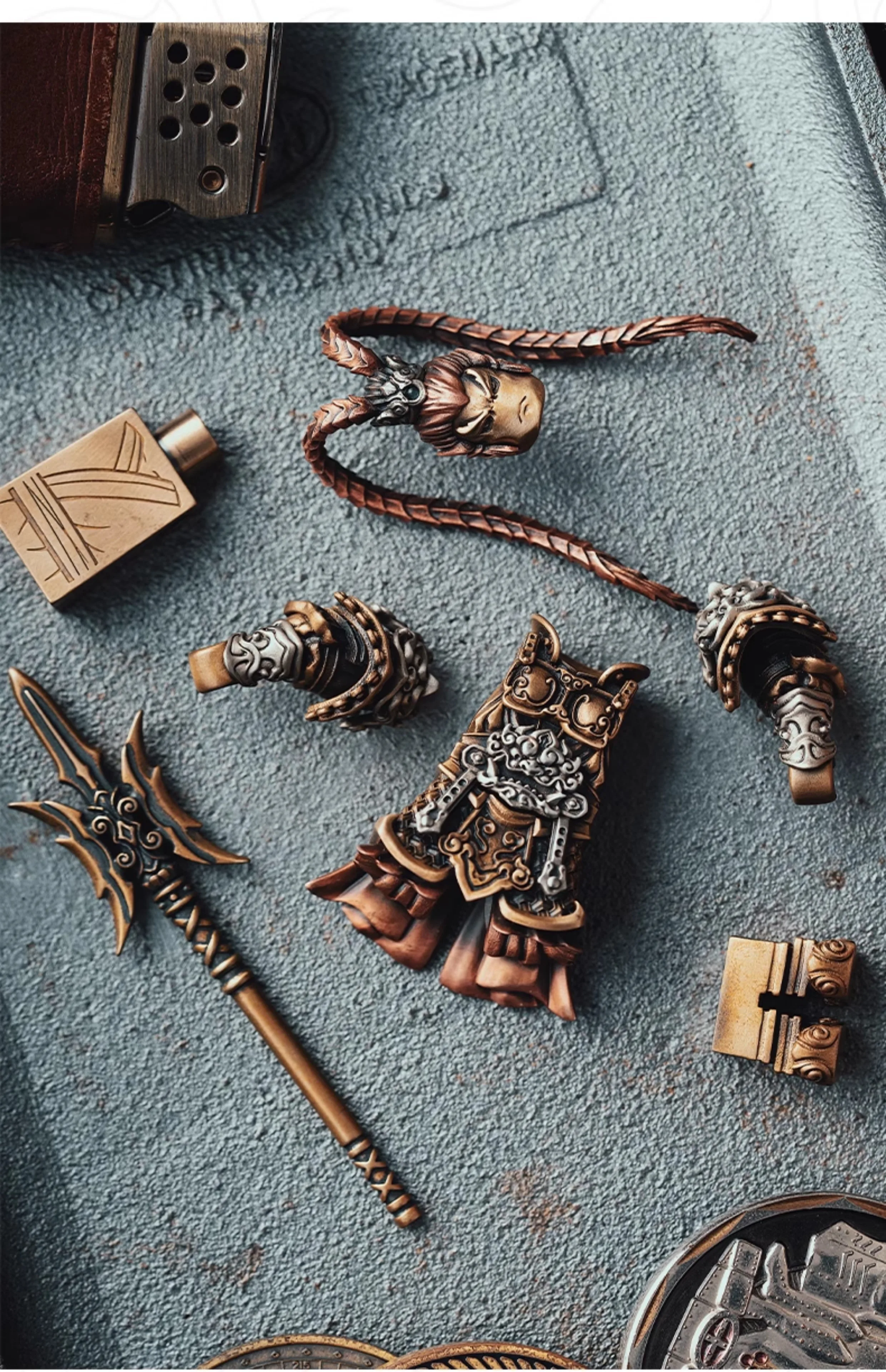 Creative Desktop Copper Handle Piece Trendy Metal Figurine Three Kingdoms Character Figurine Cultural Decoration Ornament