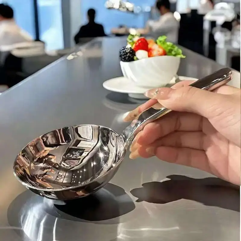 Utensils 201 Stainless Steel Deepen Tablespoons Soup Ladle Short Handle Large Ramen Bouillon Spoon Kitchen Tableware Cooking