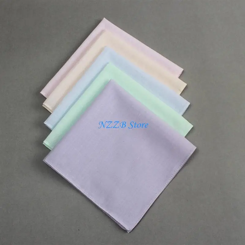 

T21F Adult Plain Color Handkerchief Square Skin Friendly Washable Embroidery Hankie