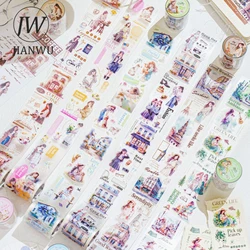 JIANWU 50mm*200cm Street Corner Series Vintage Character Landscaping Material PET Tape Creative DIY Journal Collage Stationery