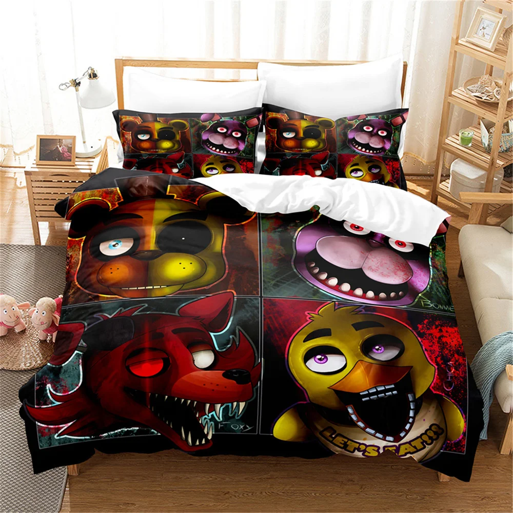 

Комплект постельного белья Five Nights at Freddy's, 3 предмета: мягкий, легкий, всесезонный комплект для спальни, пододеяльник на молнии