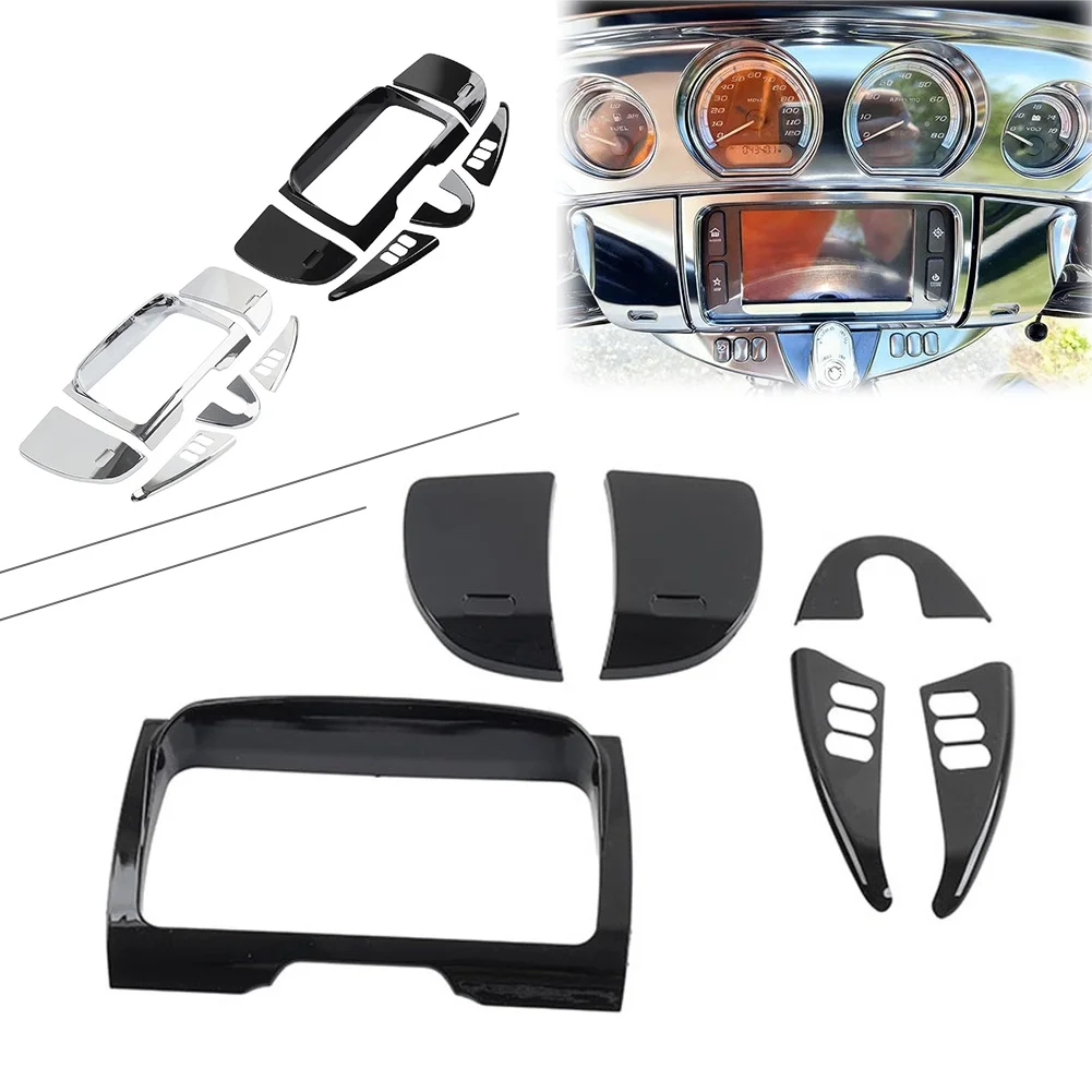 6Pcs/Set Motorcycle Stereo Fairing Trim Cover Glossy Black/Chrome For Harley Electra Street Glide Ultra Limited 2014-2023
