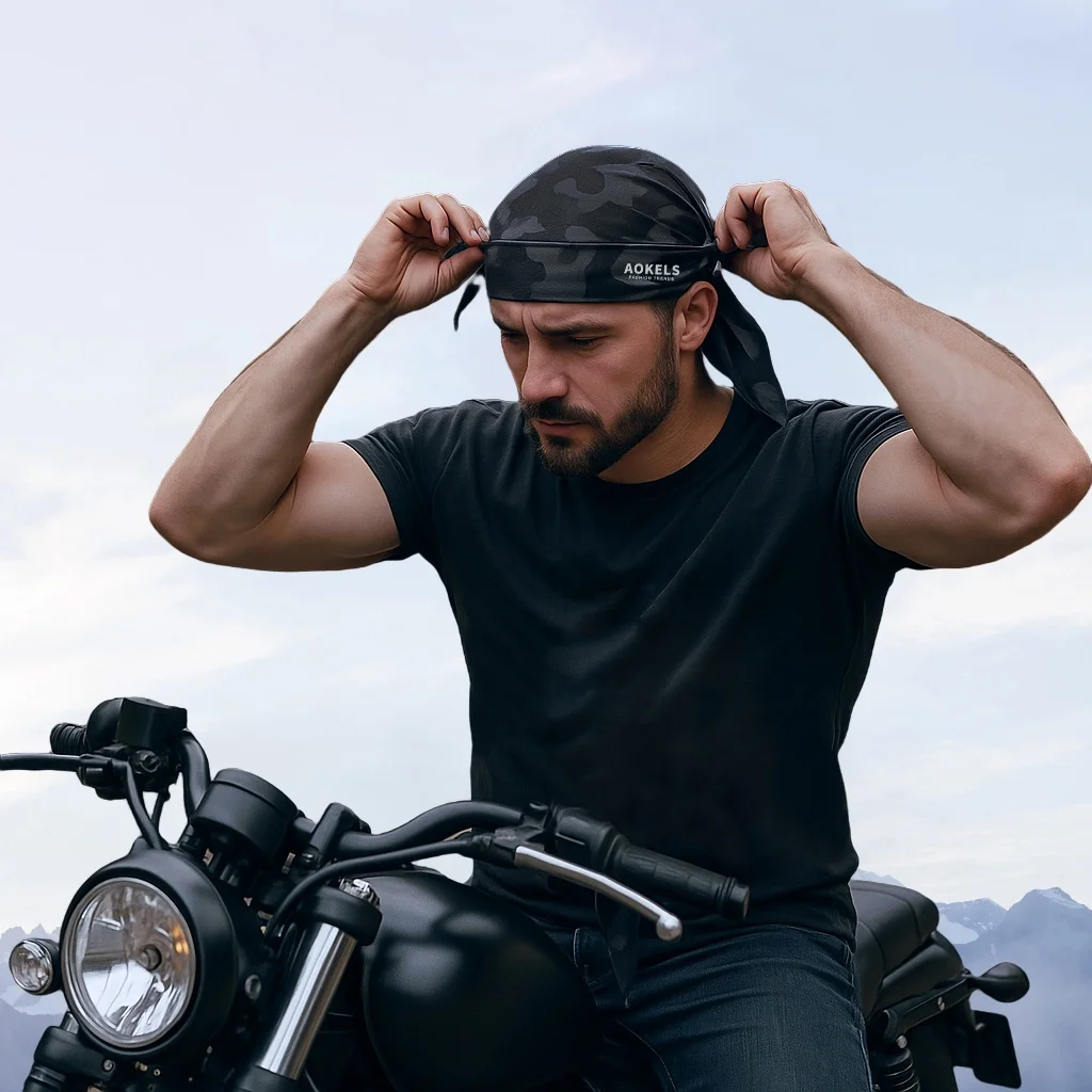 Men's Camouflage Breathable Mesh Headwrap Quick Dry Sports Bandana for Cycling, Running, Hiking