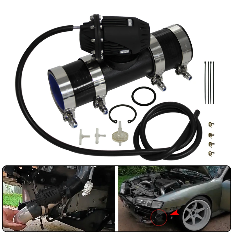 Universal Adjustable 25PSI Turbo Blow Off Valve SQV IV & 63.5/70/76mm Flange Mount Pipe Kit + Silicone Hoses Car Accessories