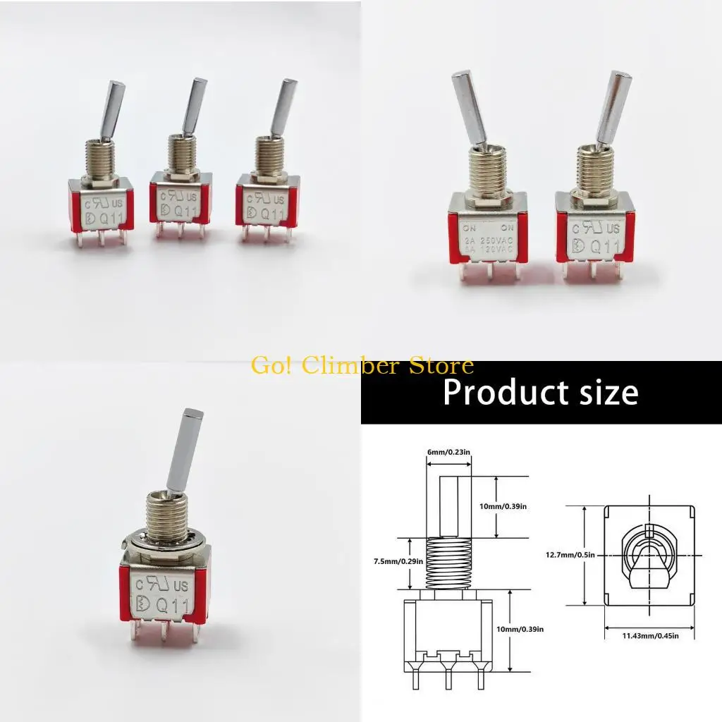 Q84C Mini 2 Position 6 Pin Toggle Switches for Electric Guitar Pickup Quick Tone Change for Live Performances and Recording