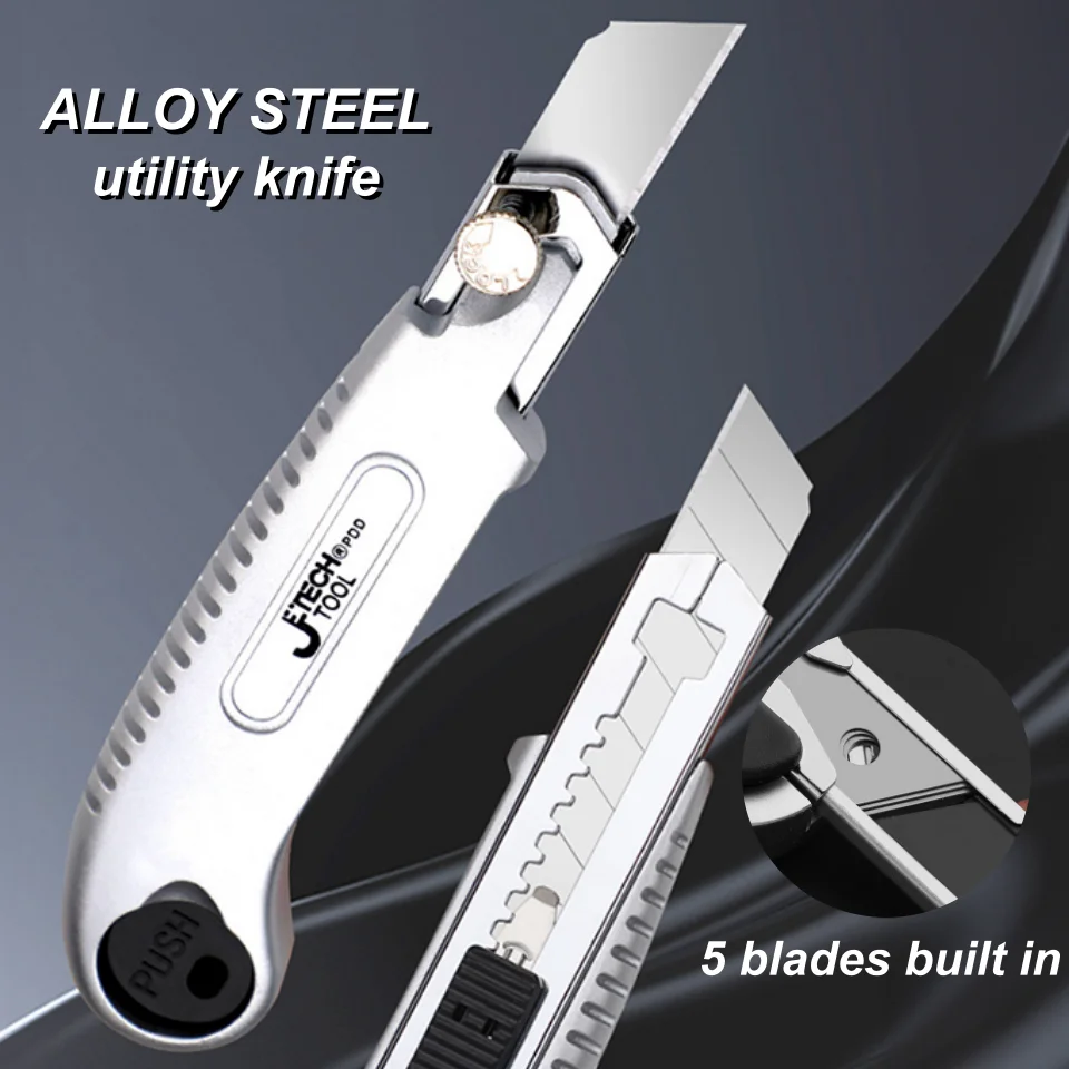 Multifunctional Heavy Duty Utility Knife Non-Slip Comfortable Handle Stainless Steel Wall Paper Cutting Cutter Art Knife