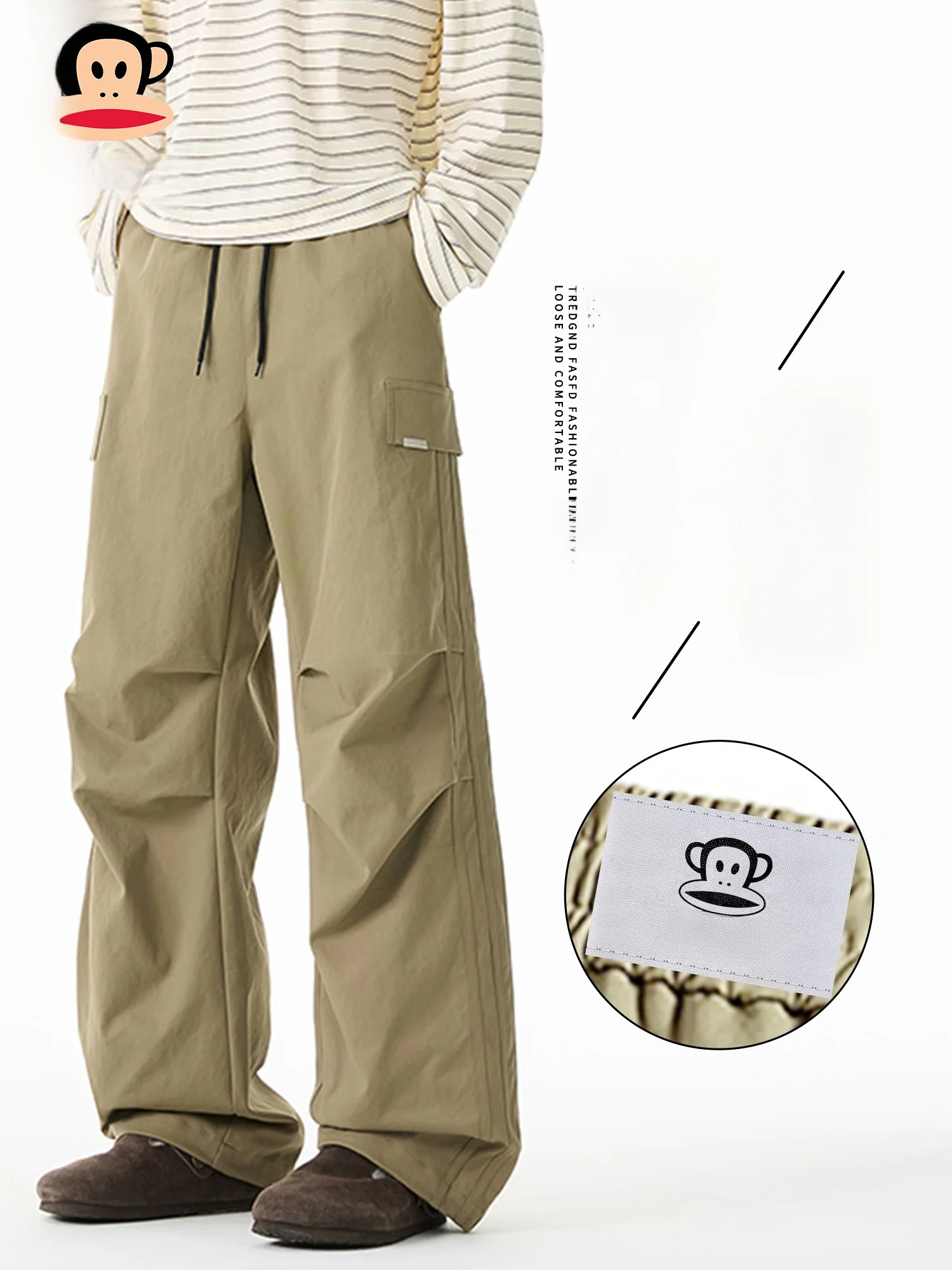 

Мужские повседневные брюки PaulFrank American Sle Workwear, свободные прямые брюки для активного отдыха, спортивные брюки-парашютчики, весенний сезон