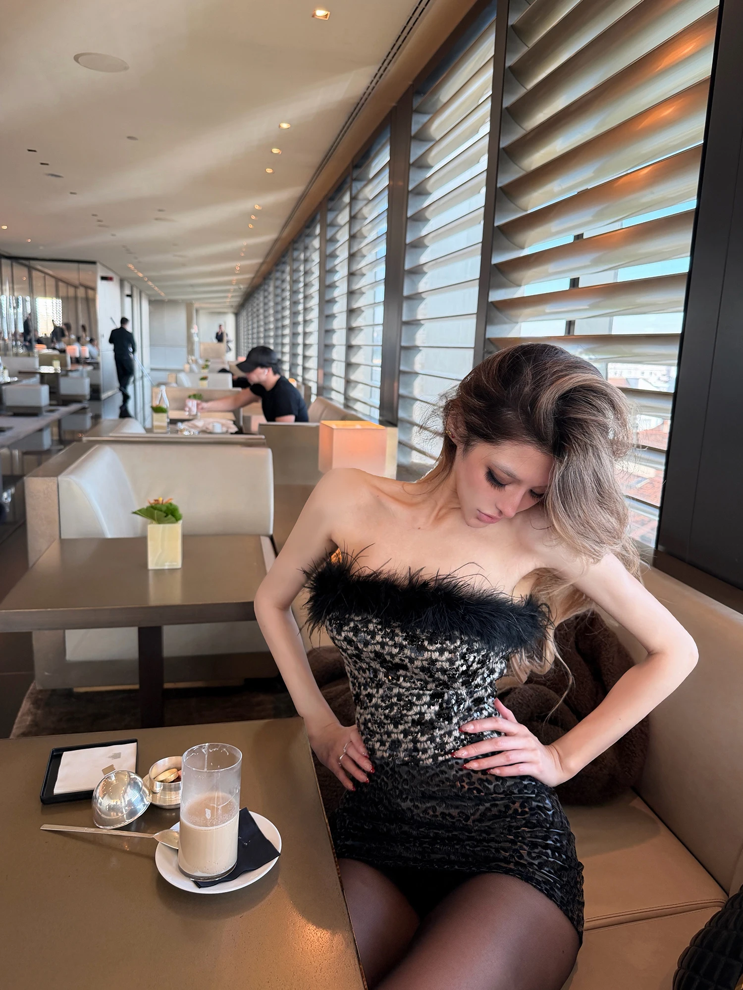 

iny Sequin Weave Small Fraance Sle Patchwork Ostrich Feather Inner Match One oulder Tube Top Women's Faion