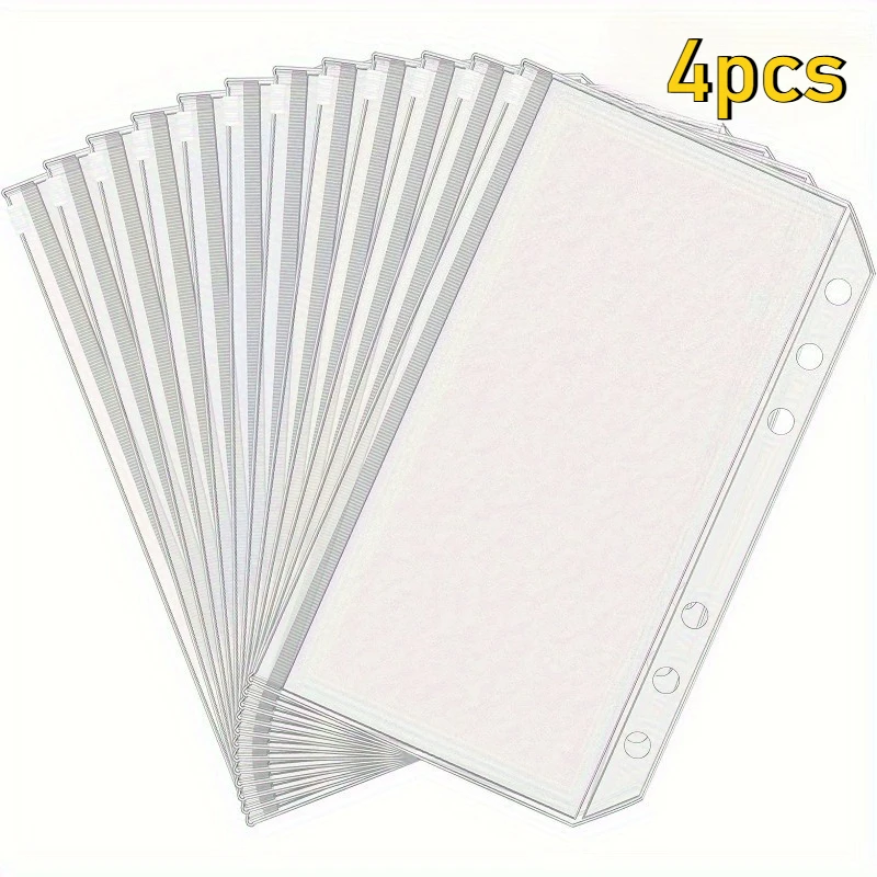 

4pcsNew A5 A6 Color 6PCS Binder Pockets Binder Zipper Folders for 6-Ring Notebook Binder Waterproof PVC Leaf Document Filing Bag