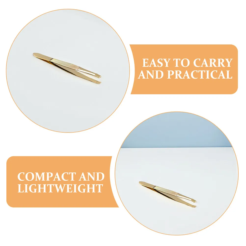 2Pcs Eyebrow Tweezers Stainless Steel Gold Plated Precision Trimming Tools for Eyelash Extensions Beauty Kit Lash Tweezer Set