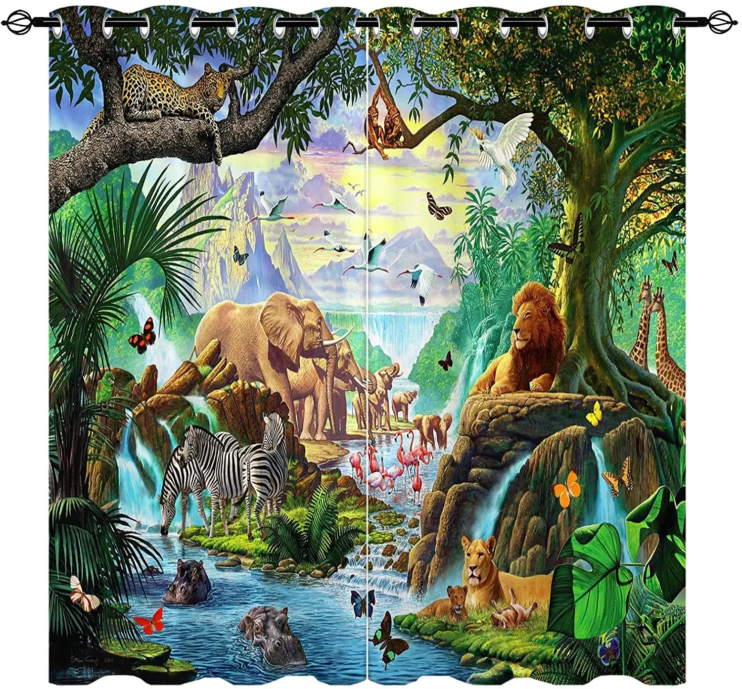 Girls Bedroom Blackout Curtains Jungle Wildlife World Design Double Bedroom Elegant Room Curtains Can Be Made Short Curtains