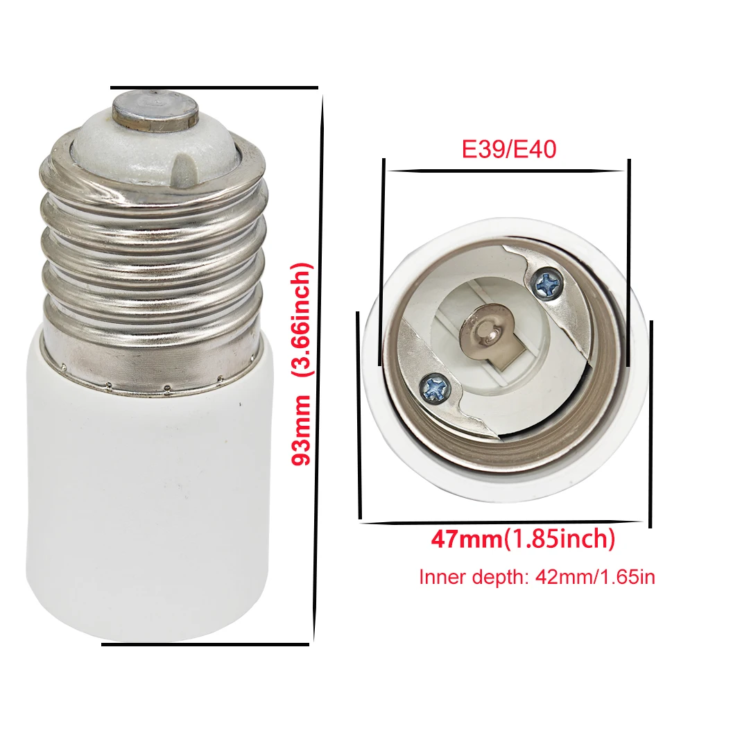 2pcs E39/E40 to E39/E40 HID Mogul Lamp Base Holder to LED CFL Halogen Light Socket L93mm L151mm Extender Adapter Converter