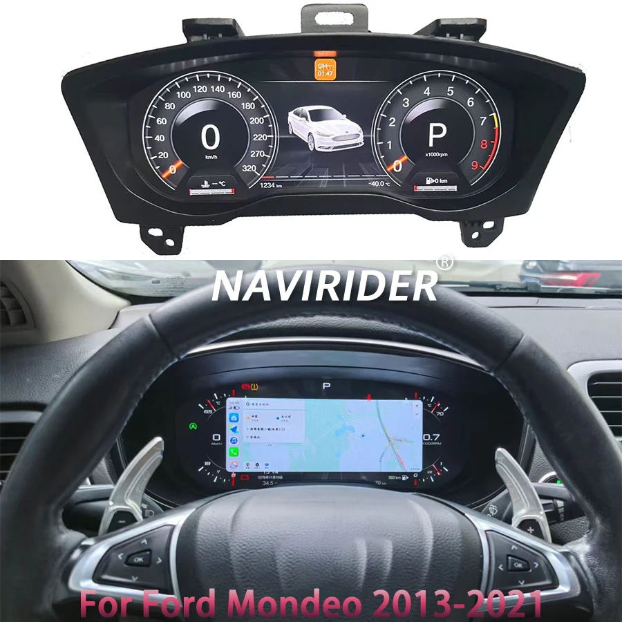 

12,3-дюймовый виртуальный дисплей приборной панели для Ford Mondeo 2013-2021, цветной ЖК-дисплей с интерфейсом CarPlay