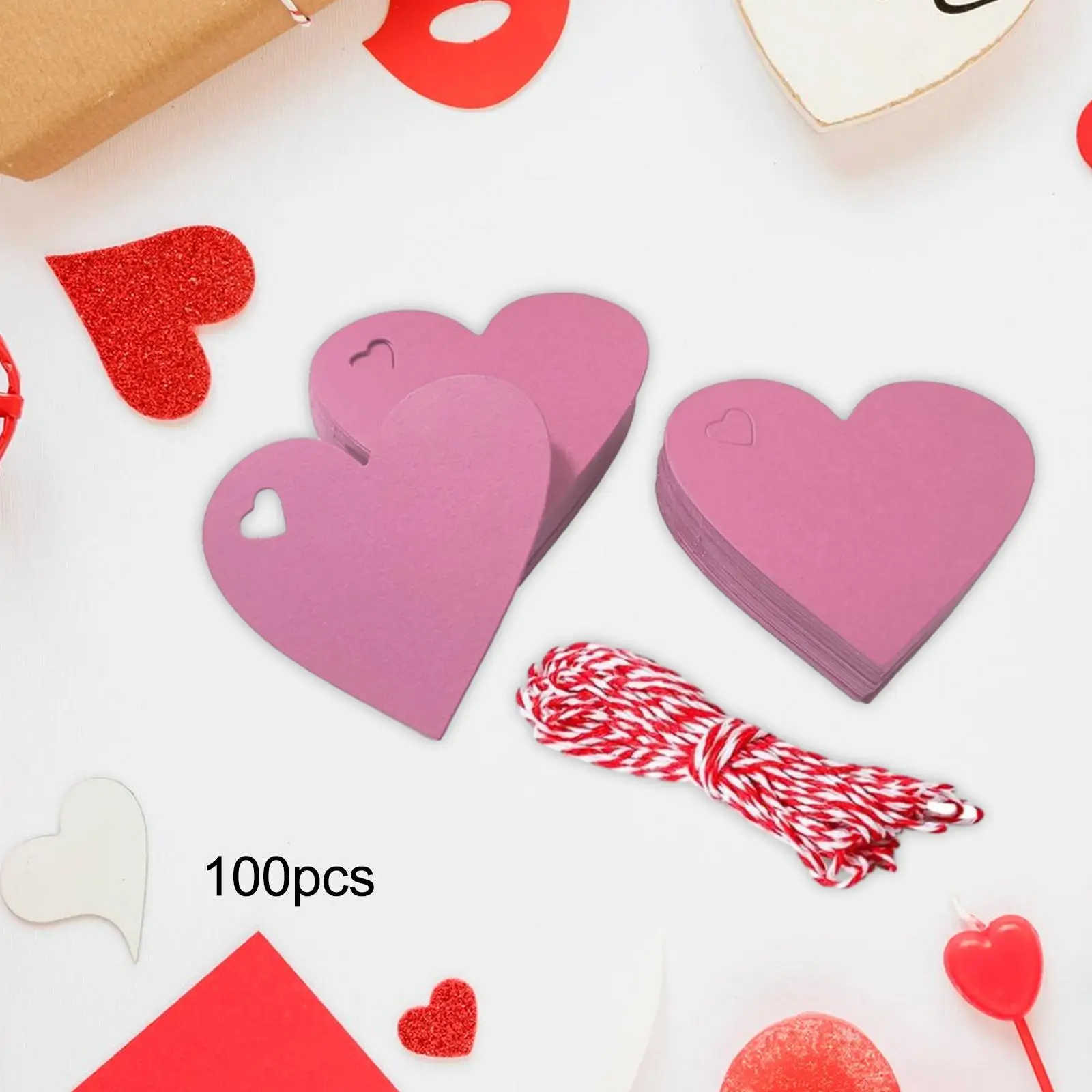 100 Pieces Valentines Day Heart Tags for Mother's Day Embellishment Wedding