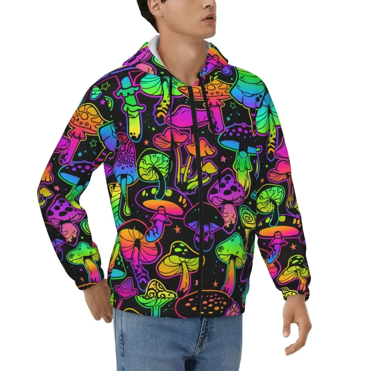 Trippy Mushroom Psychedelic 12 Zipper Hoodie Hip Hop Pullover Autumn Winter Men Women Sweatshirt Long Sleeve Tops