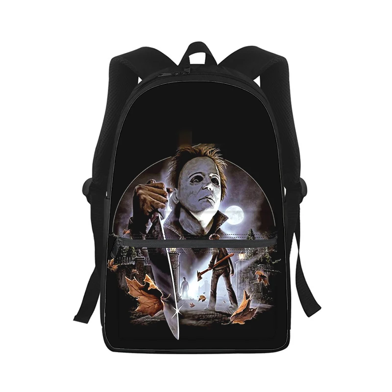 Mochila de Halloween Michael Myers para hombre y mujer, morral de la película de terror, 3D, bolso escolar para estudiantes, mochila para ordenador portátil, bolso de hombro de viaje para niños