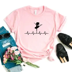 New Ballerina Heartbeat ballet dance Print Women tshirt Cotton Hipster Funny t-shirt Gift Lady Yong Gir  t shirt women