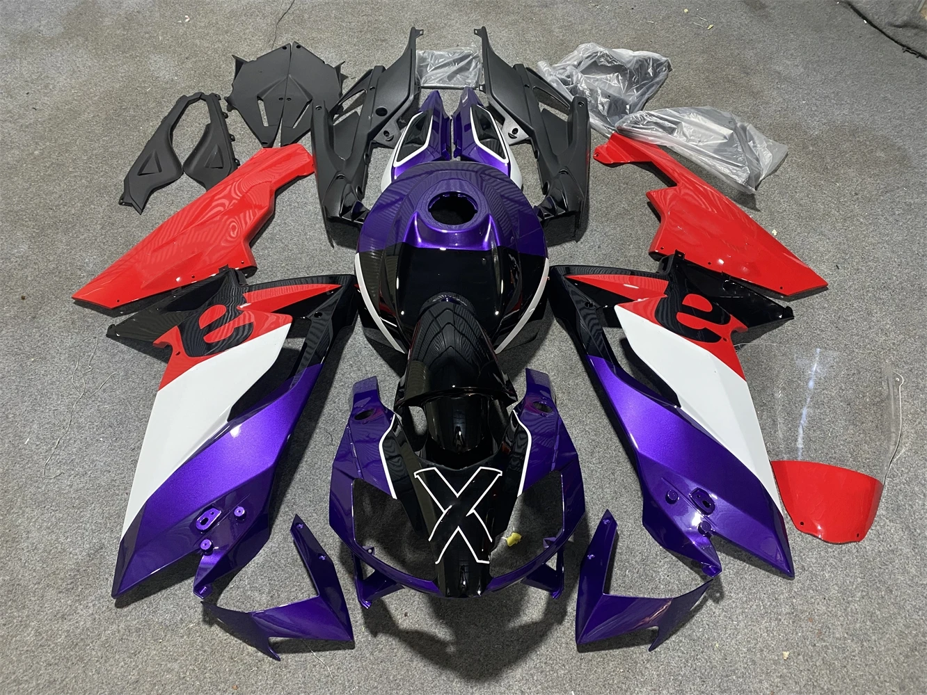 New ABS Motorcycle Fairings Kit Fit For Aprilia RS125 2006 2007 2008 2009 2010 2011 Bodywork Set Metallic purple and white