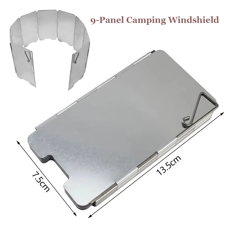 

9-Panel Mini Wind Blocker with Pins & Carry Bag Camping Stove Windshield for Backpacking/Hiking